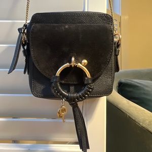 See by Chole mini Joan square Suede & Leather Crossbody Bag
